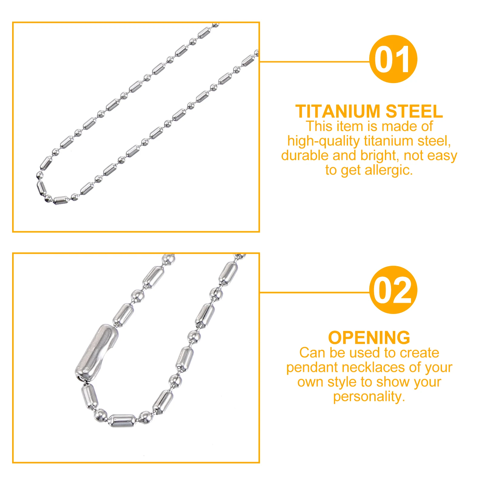 

6 Pcs Bamboo Link Bead Chain Jewelry Making Necklace Chains DIY Titanium Steel Craft European and American Supply Links