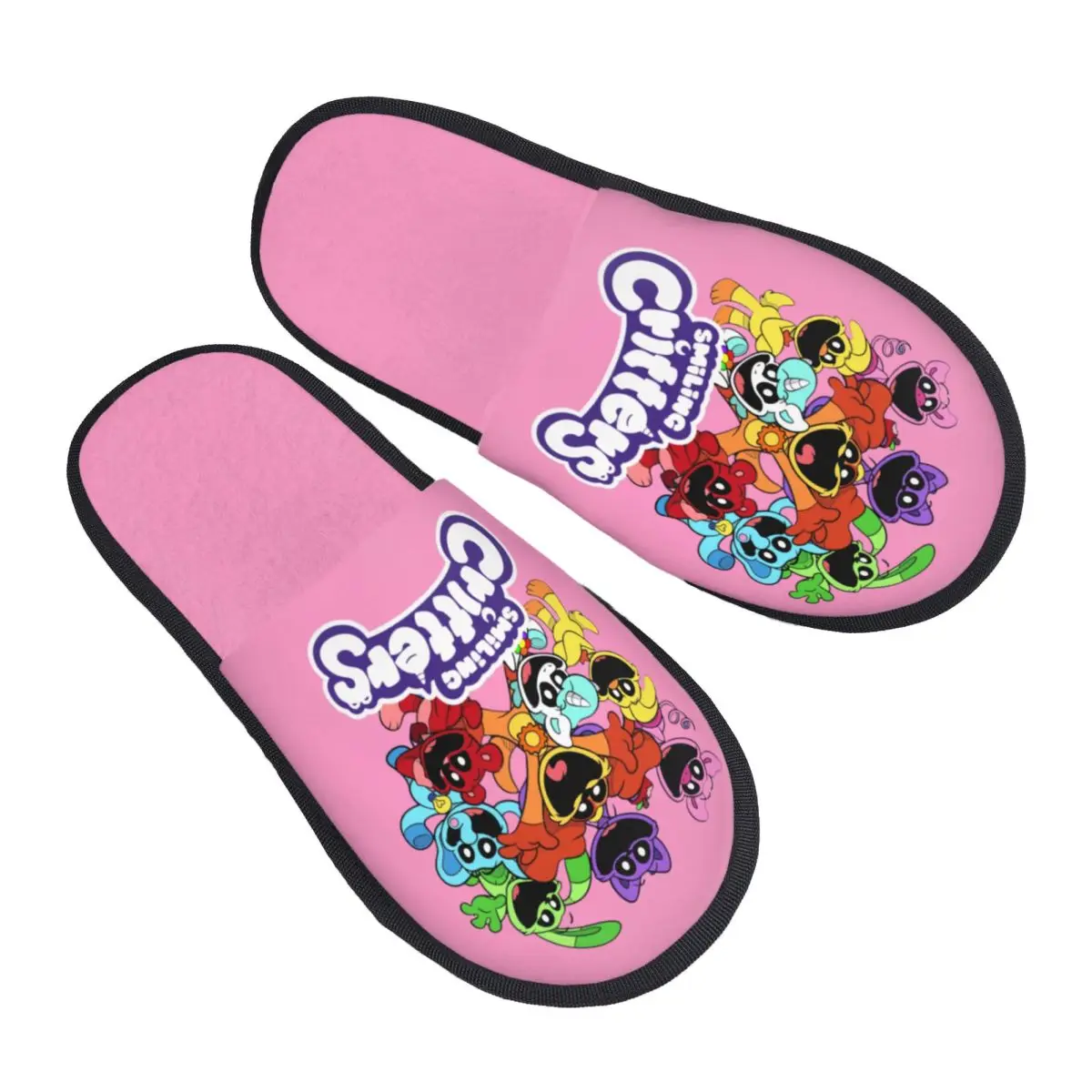 Custom Print Women Smilings Critters Logo Game Cartoon House Slippers Soft Warm Memory Foam Fluffy Slipper Indoor Outdoor Shoes