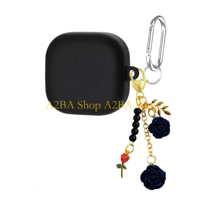 

A2BA Camellias Flower Keychains Silicone Cover For Buds 4 And 4Pro Case Decorated With Delicate Florals Accent