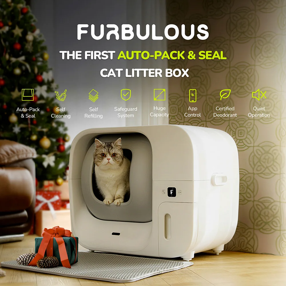 Furbulous Automatic Cat  Box With App Control, 60L Large Safe For Multiple Cats With Odor Removal Deodorant