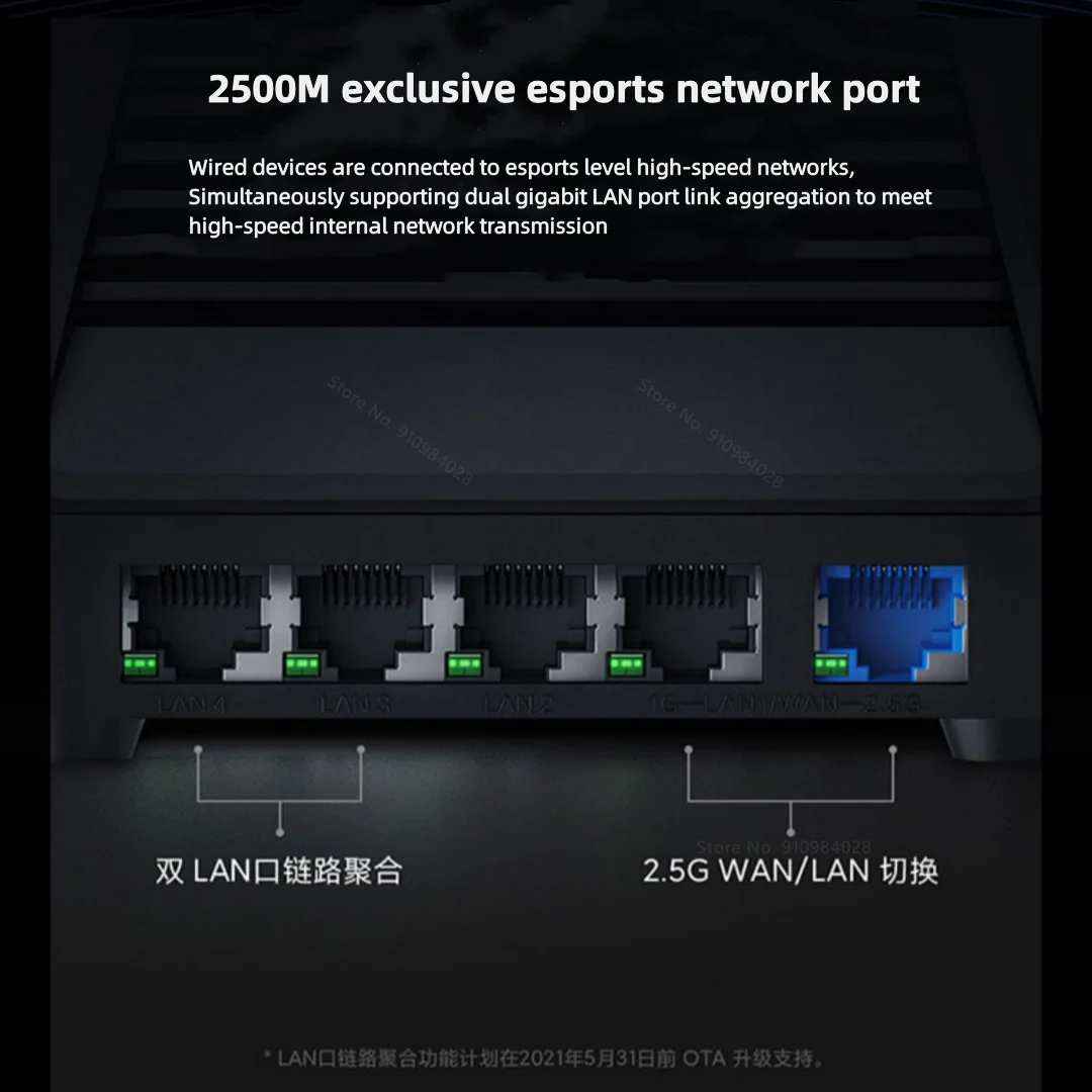 Xiaomi Router AX9000 WiFi 6 Enhanced Version 2.4G/5G/5G-Game 3 Channels 4-Core CPU 1GB RAM 4K QAM 12 High-Gain Antennas Router