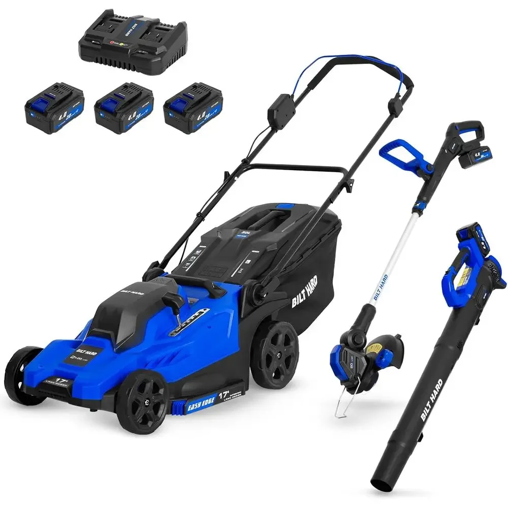 

17'' 40V Multi-Tool Yard Care Kit: Push Mower, String Trimmer, Leaf Blower with 3x 4.0Ah Batteries