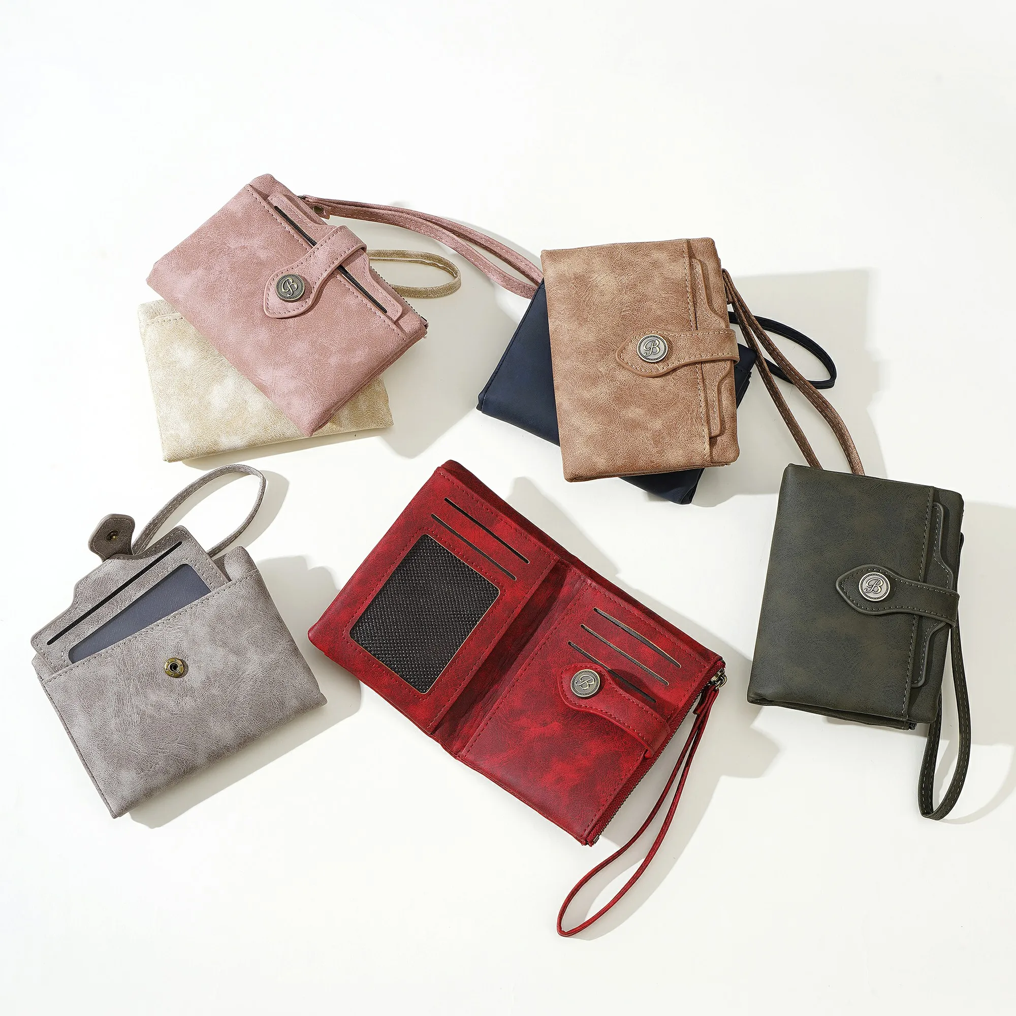 1 Stück - Baellerry Damen Vintage PU-Leder Kurzbörse mit 80% Rabatt, mit Handgelenkschlaufe, 8 Kartenfächern + Ausweisfenster + abnehmbarem Kartenhalter, praktisches Geburtstagsgeschenk für Frauen. – Detail 36