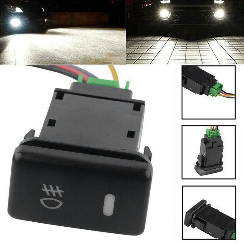 2X 4-Pole 12V Push Button Switch With LED Background Indicator Lights For Fog Lights DRL LED Light Bar(33X22mm)