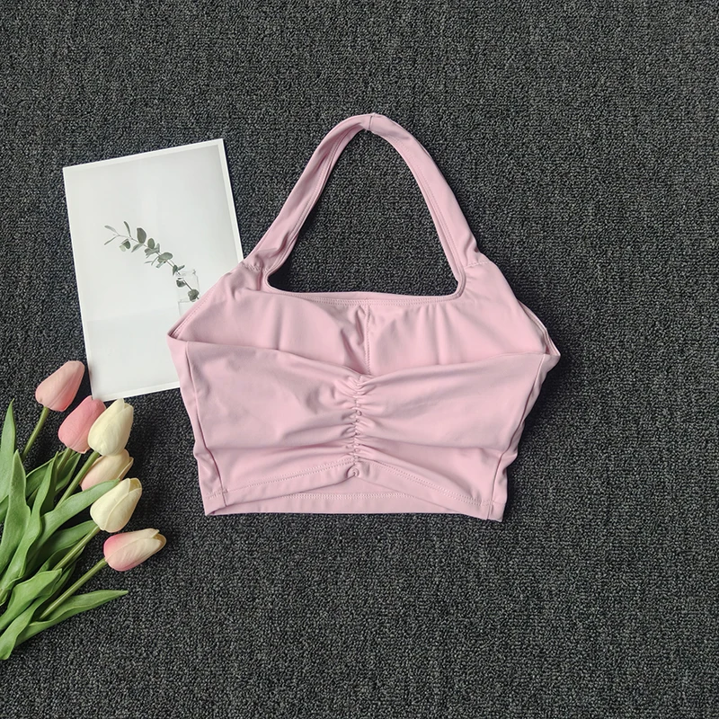Halter Neck Sports Vest Chest Pads Shockproof Gathering Quick-Drying Fitness Yoga Top Beautiful Back Design Women's Underwe image 4