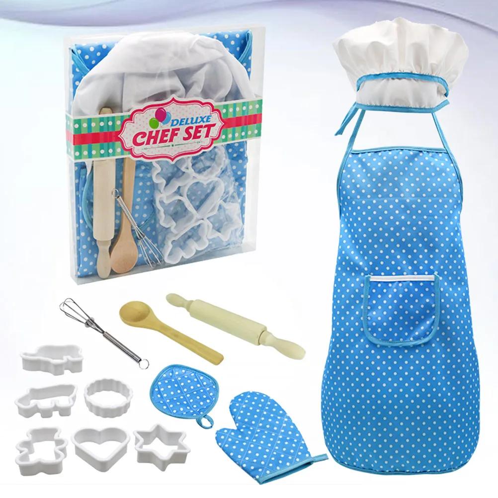 Baking Tools Apron Set Kids Kitchen Playset Outfits for Girls Chef Cosplay Costume Toy Kitchenware