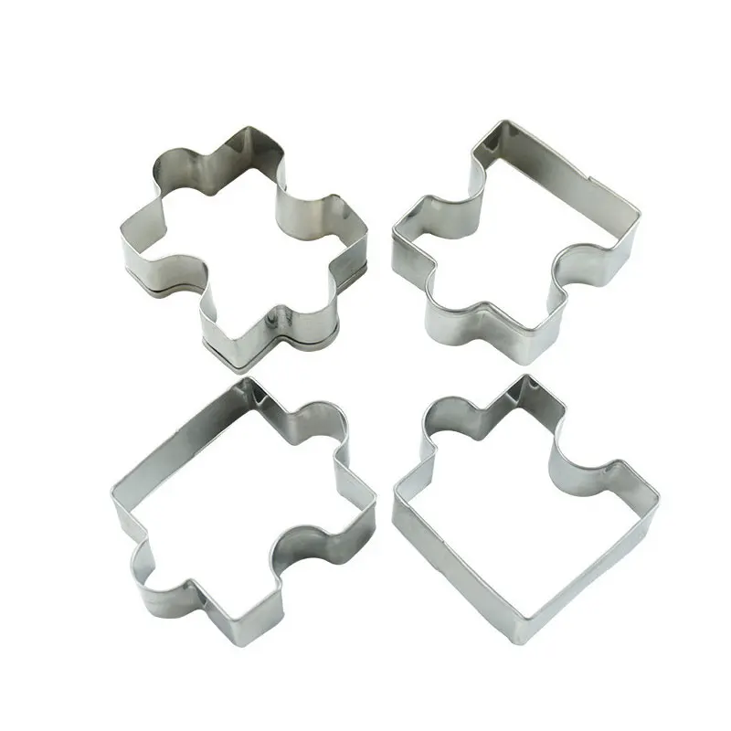 4pcs/set Stainless Steel Biscuit Cutter Puzzle Piece Mold Cutter  Cookie  Cake Frame Mould Pastry Baking Tools Accessories