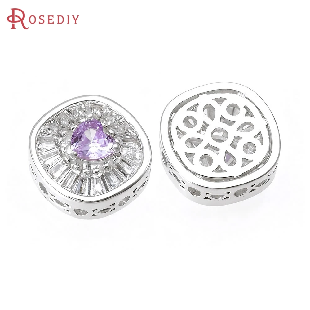 4 SZT. Pozłacane 18-karatowym złotem mosiężne koraliki dystansowe w kształcie kwadratu z cyrkoniami, wysokiej jakości akcesoria do samodzielnego tworzenia naszyjników, kolczyków i biżuterii