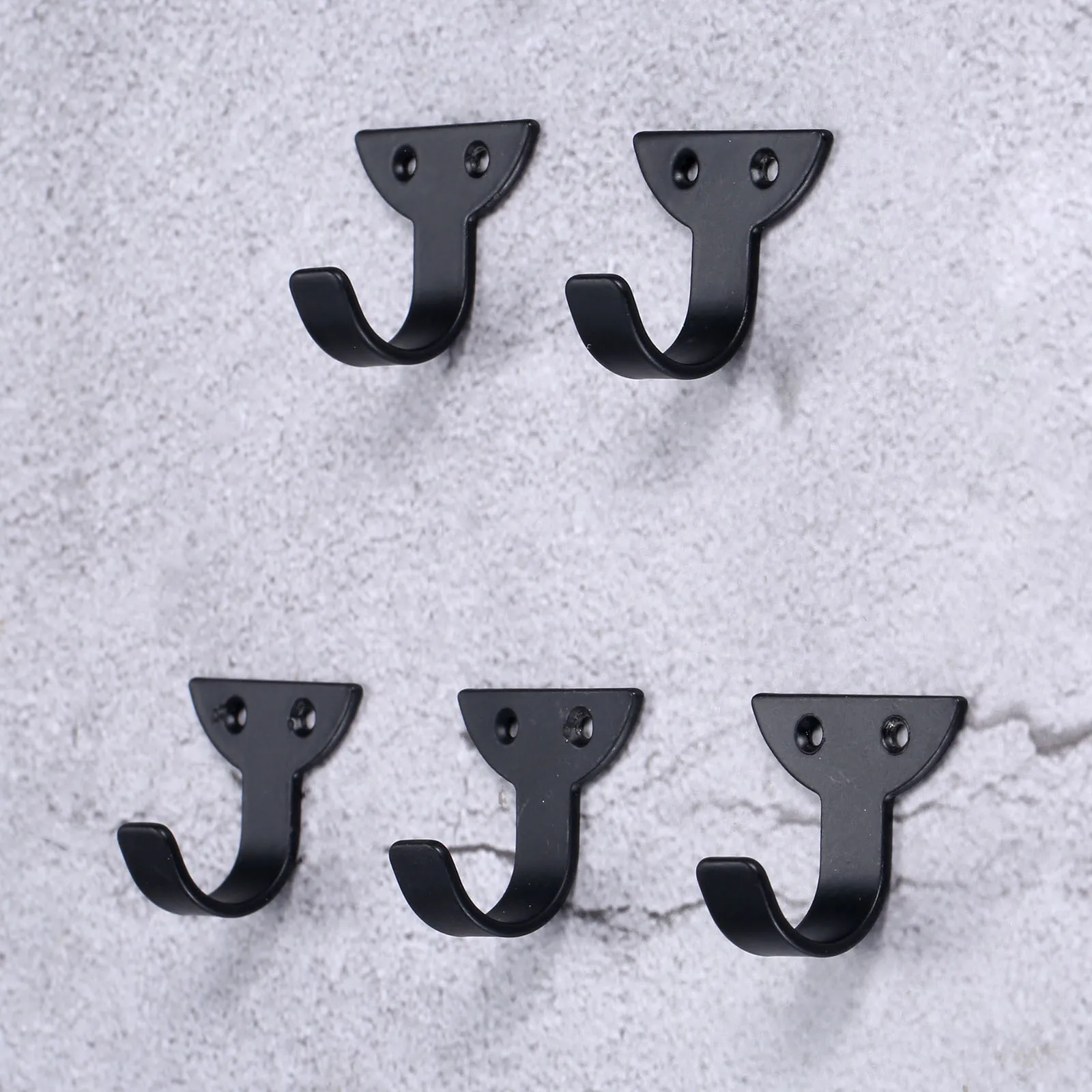 DRELD 5Pcs Iron Wall Hooks Metal Decorative Heavy Duty Hangers Coat Hook Wall Hanger Creative Black Mini Hook 30*28*20mm