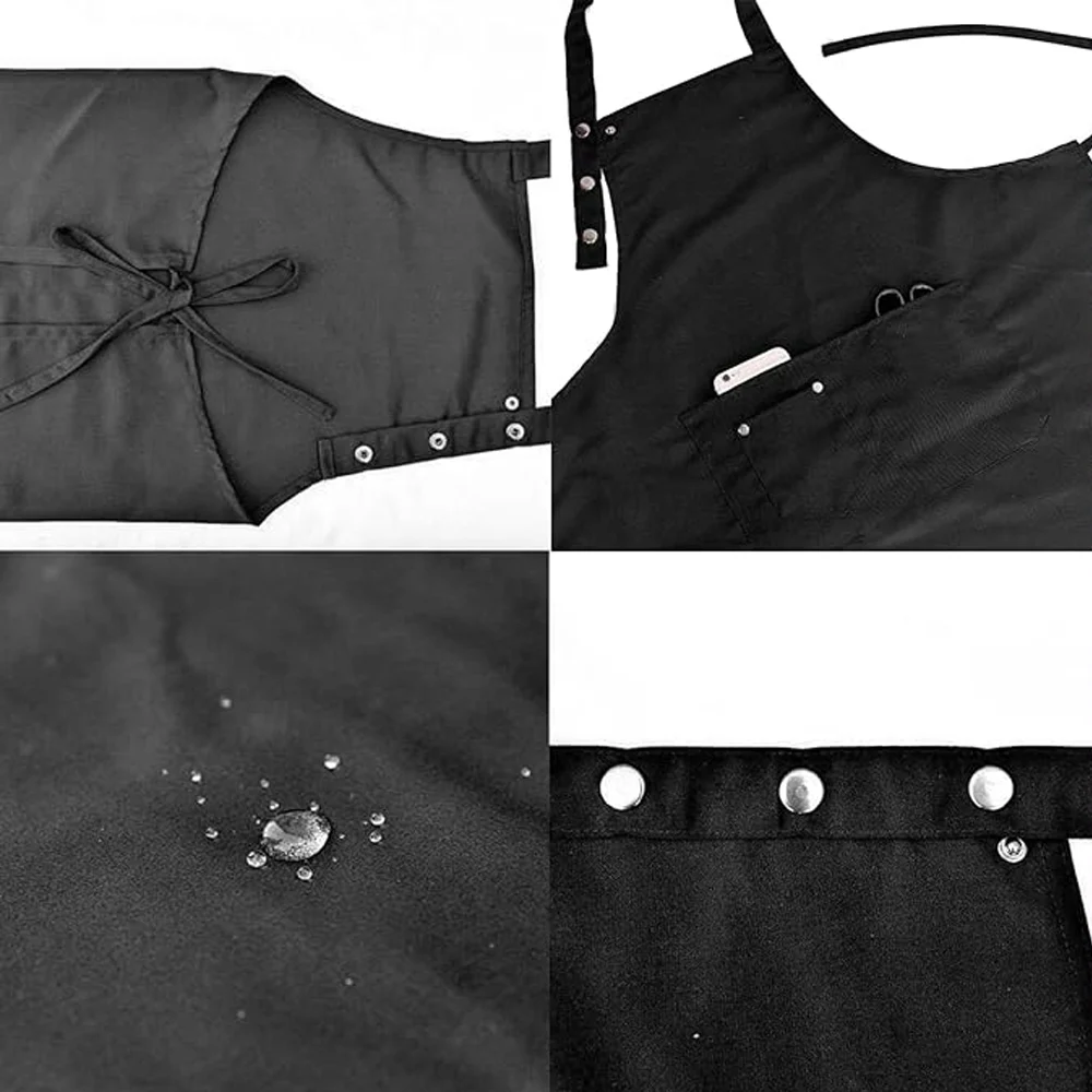 Multipurpose Waterproof Canvas Apron with Pockets - Durable & Stylish for Baristas, Chefs & Florists, Milk Tea Shops, Snack Bars