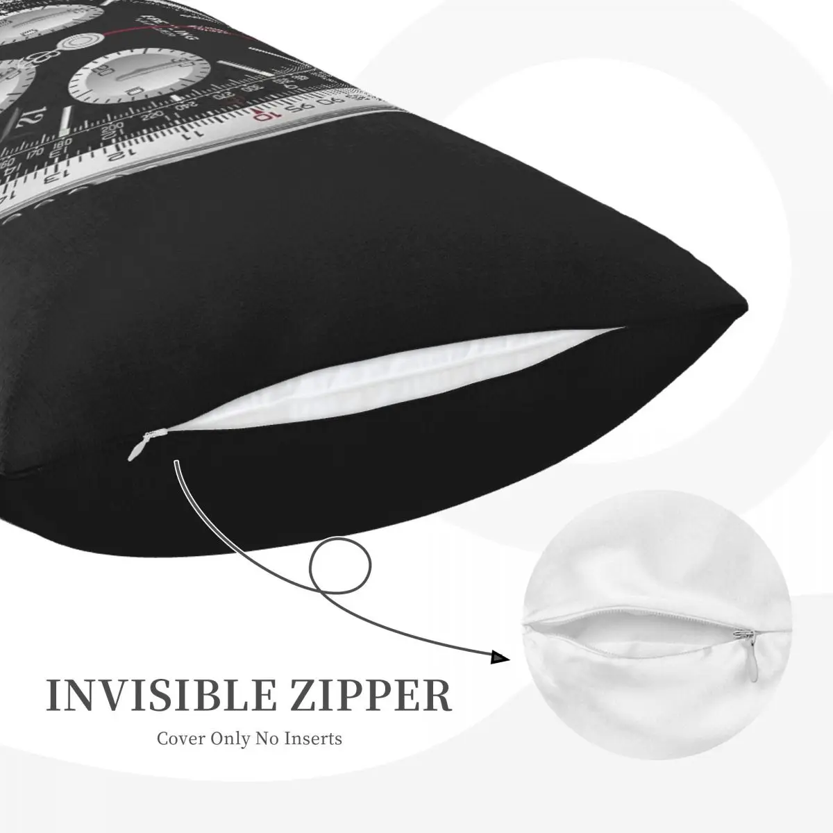 Black Luxury Watch Face Rectangle Pillowcase Cushion Cover Decorative Bedroom Bed Home Comfort Throw Pillow