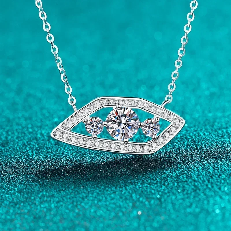 

Luxury Women's Big Eye Pendant 1.4ct Moissanite for Women Platinum Pt950 Diamond Necklace INS Sparkling Fine Jewelry Gifts