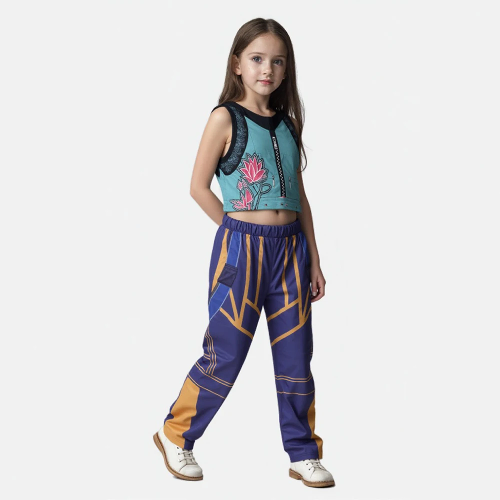 Anime KPop Demon Hunters Mira Zoey Rumi Cosplay Costume for Children Huntrix Uniform Full Set Top Pants Halloween Carnival Prop