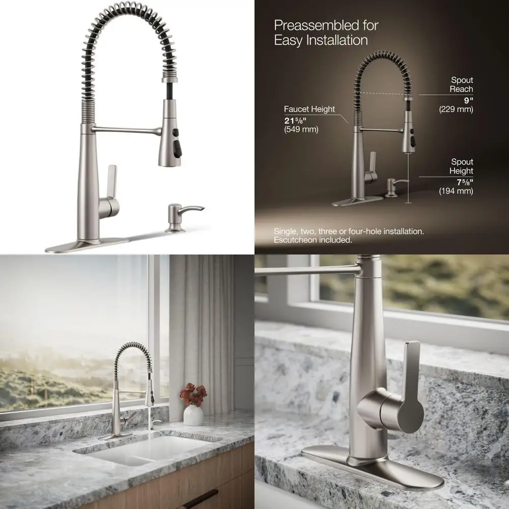 

Kohler K-R22745-SD-VS Semi-Pro Kitchen Tap with Integrated Soap and Lotion Dispenser for Commercial Use