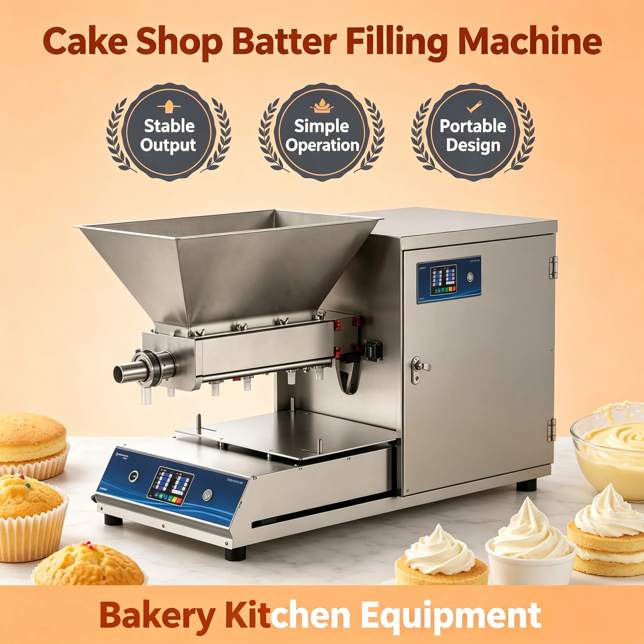 Cake Batter Depositor Wide Voltage Desktop Automatic Filling Device For Cake Shop Business Custom