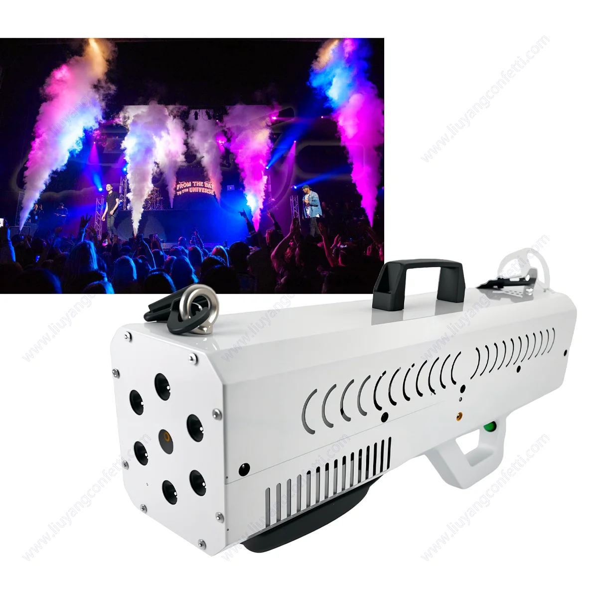 Pistolet à fumée Portable 1500W RGB LED Jet FX, sortie puissante, colonne d'air, canon léger DJ, Machine de pulvérisation de brouillard pour scène, événement de mariage, DJ