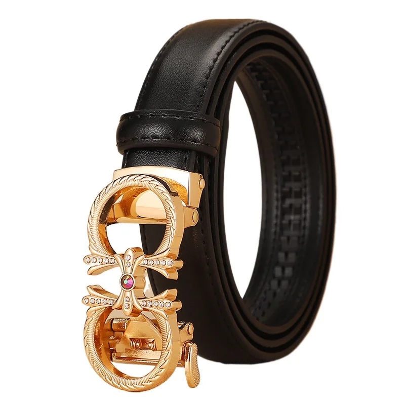 Женский ремень Модный, простой, универсальный, из натуральной кожи с автоматической пряжкой Высококачественный женский ремень с красочным поясом