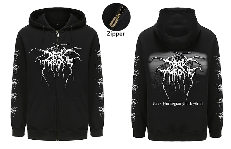 New Fashion Long Sleeve Zipper Hoodies Darkthrone Bathory Hoodie Sweatshirts Harajuku Streetwear Graphic Zip-up Hooded Coats