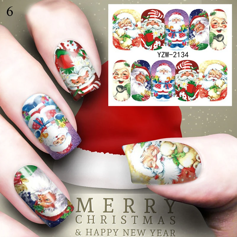 1 Sheet Christmas Nail Art Stickers Santa Claus Snow Man Full Cover Wraps Self-adhesive Decals Women Manicure Nail Art Decor