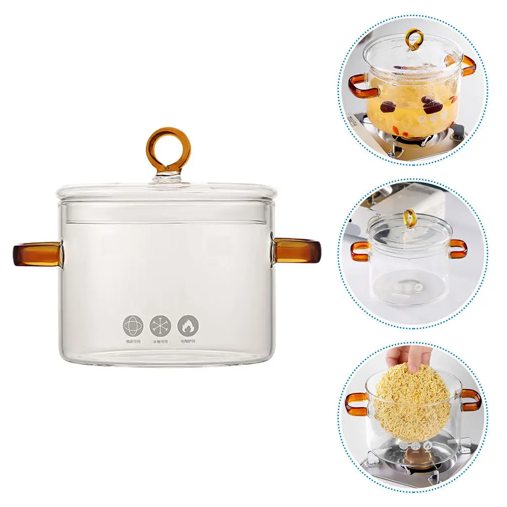 

Glass Stew Pot Clear Design Heat Resistant Glass Cookware Suitable for Soup Noodles Braised Chicken Stovetop Cooking Pot