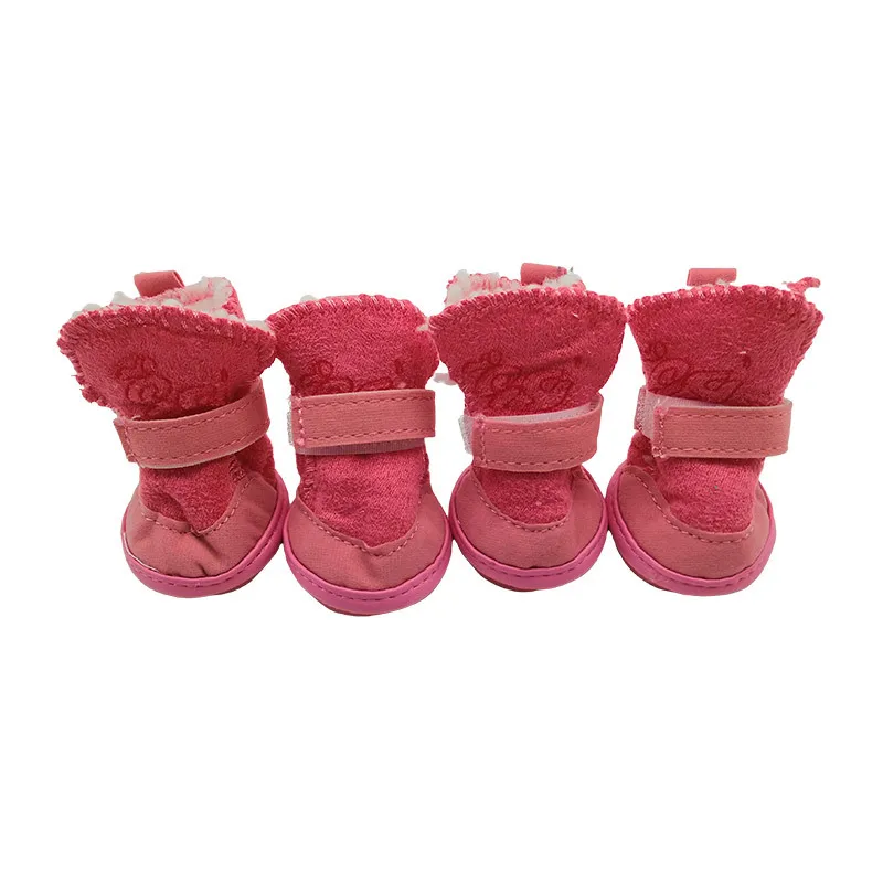 Winter Warm Pet Shoes 4Pcs/Set Cute Dog Boots Snow Walking Puppy Sneakers Shoes Casual Fashion Non-slip Dog Shoes Pet Supplies