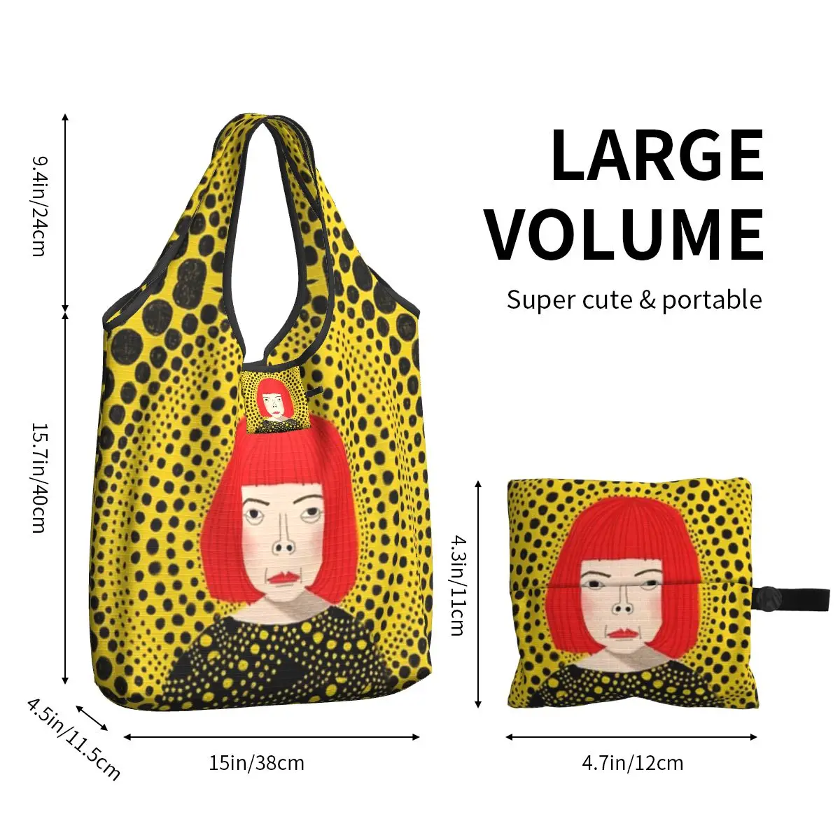 Yayoi Kusama estetica Shopping Tote Bag donna Cute Pumpkin Art Dots Shoulder Shopper Bag borse di grande capacità