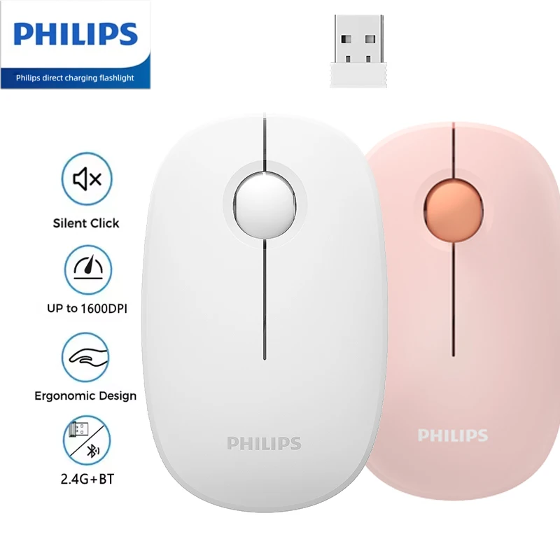 Philips Wireless Mouse Computer Mouse for Laptop, PC,Chromebook,Notebook,Battery Cordless Mice