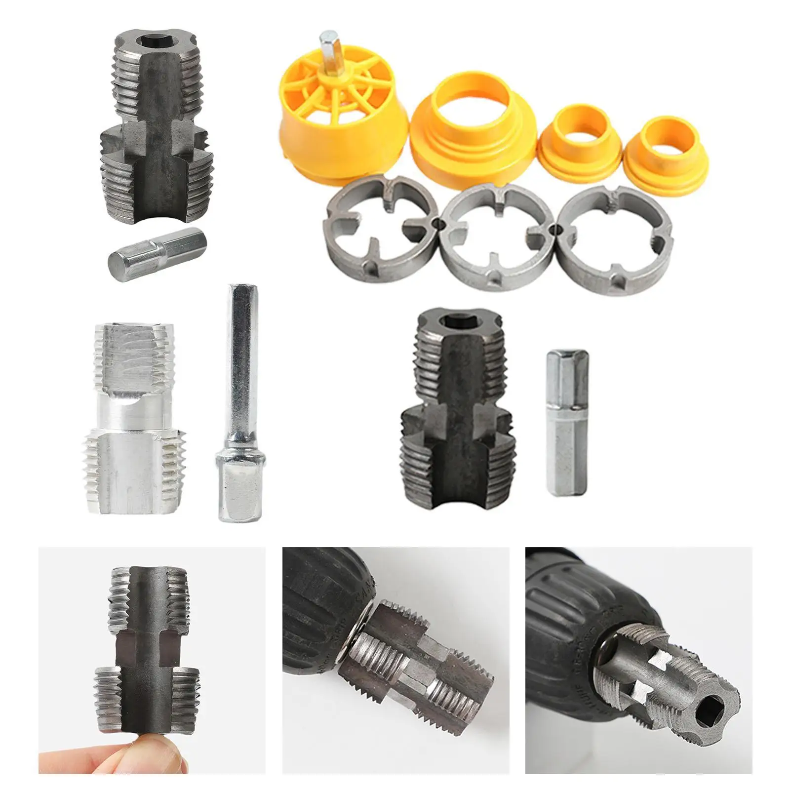 Pipe Threader Set Thread Cutter Home Portable Bathroom for Electric Drill