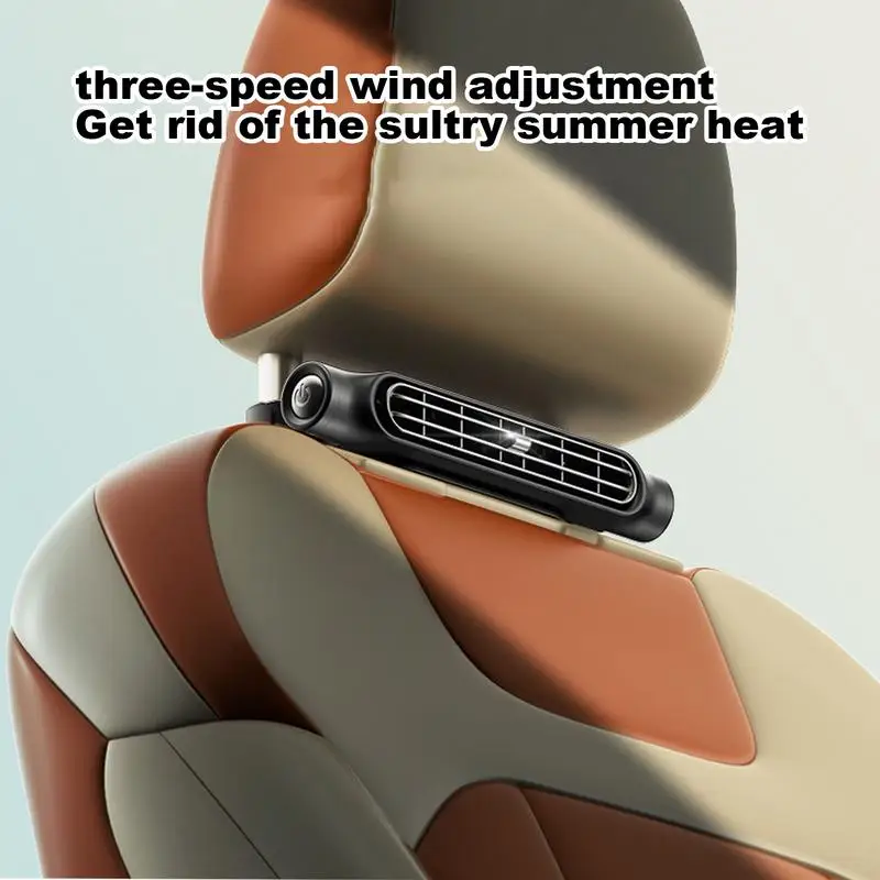 Car Seat Fan USB Rechargeable Mini Fan Three Grade Wind Speed Adjustable Car Headrest Cooling Air Fan Car Interior Back Seat Fan