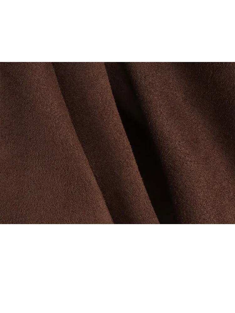 HH femmes automne nouvelle mode polyvalent poche daim texturé Bomber veste Vintage col rabattu à manches longues manteaux amples