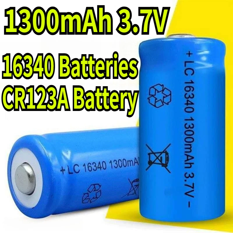 

1300mAh 3.7V Li-ion Rechargeable 16340 Batteries CR123A Battery For LED Flashlight Travel Wall Charger For 16340 CR123A Battery