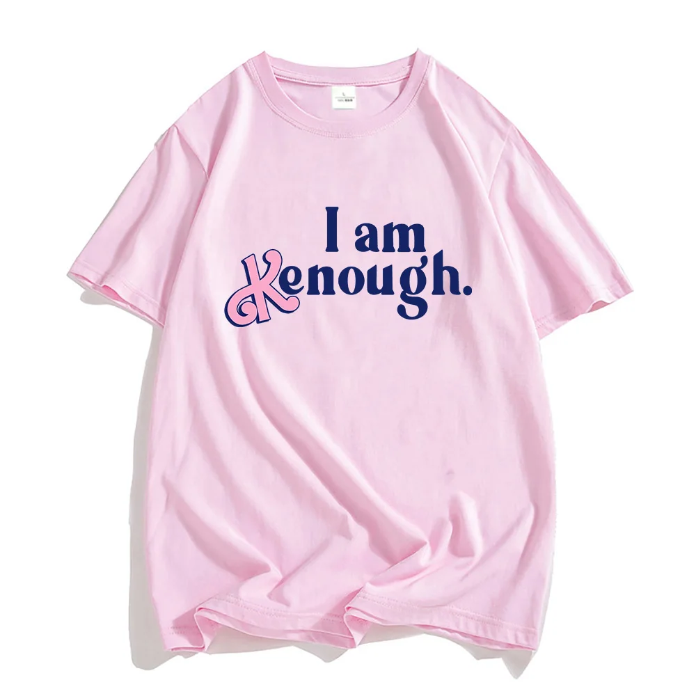Camiseta rosa fuerte de Barbenheimer, camisetas con estampado I Am Kenough, camiseta 100% de algodón de alta calidad para hombre, camiseta informal de verano para hombre