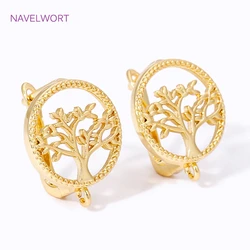18K Real Gold Plated Brass Life Tree Round Shvenzy Earring Hooks,Earwires Fasteners,For Jewelry Making DIY Earring Findings