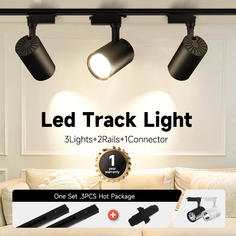 Led Track Light Set Adjustable Spot Rail Lamp 20/30/40W Spotlight Track Lamp Indoor Lighting Fixture for Store Living Room Decor