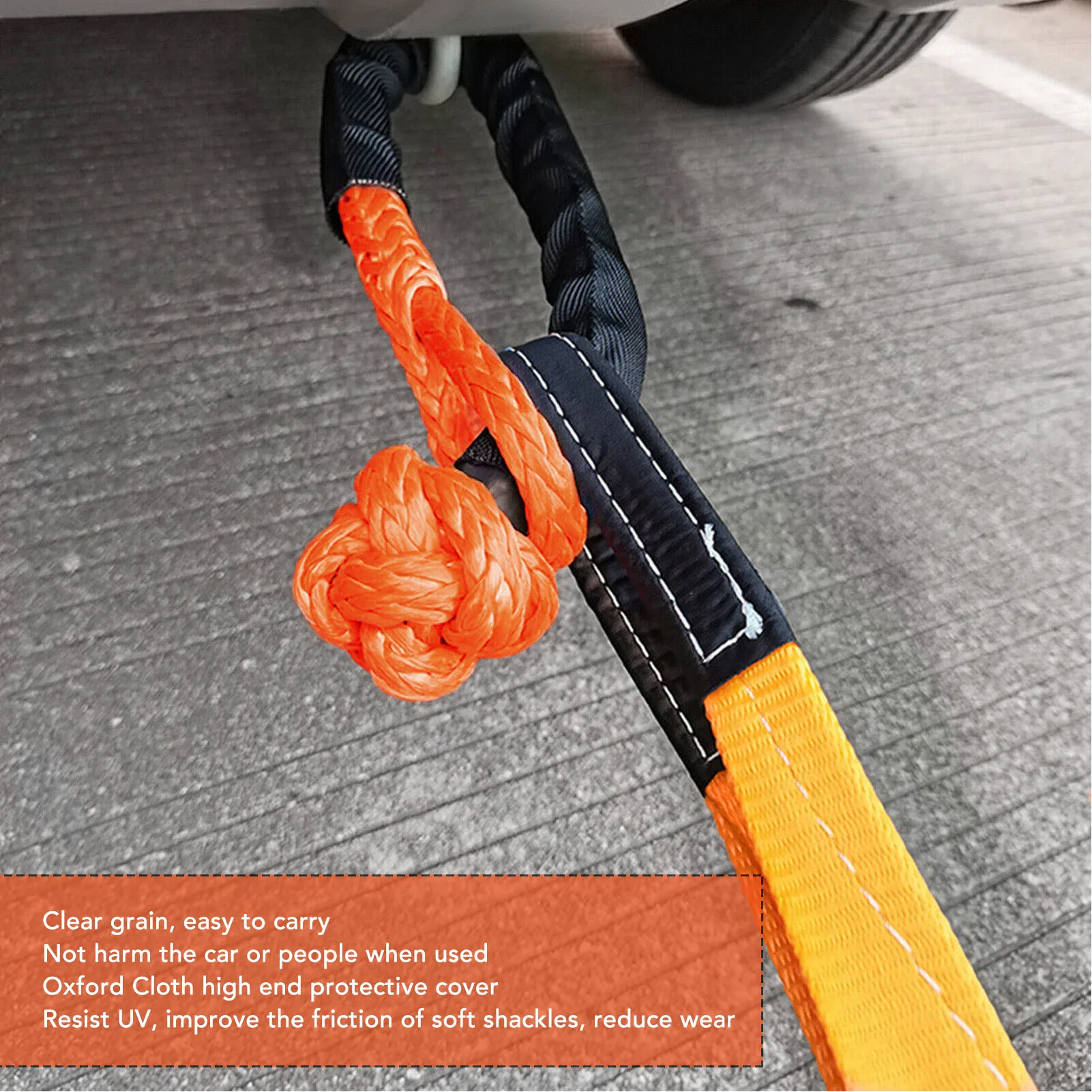 8mm Soft Shackle Recovery Rope Orange Portable Lightweight UV Resistant for Boating Camping Climbing Synthetic Soft Shackle Rope