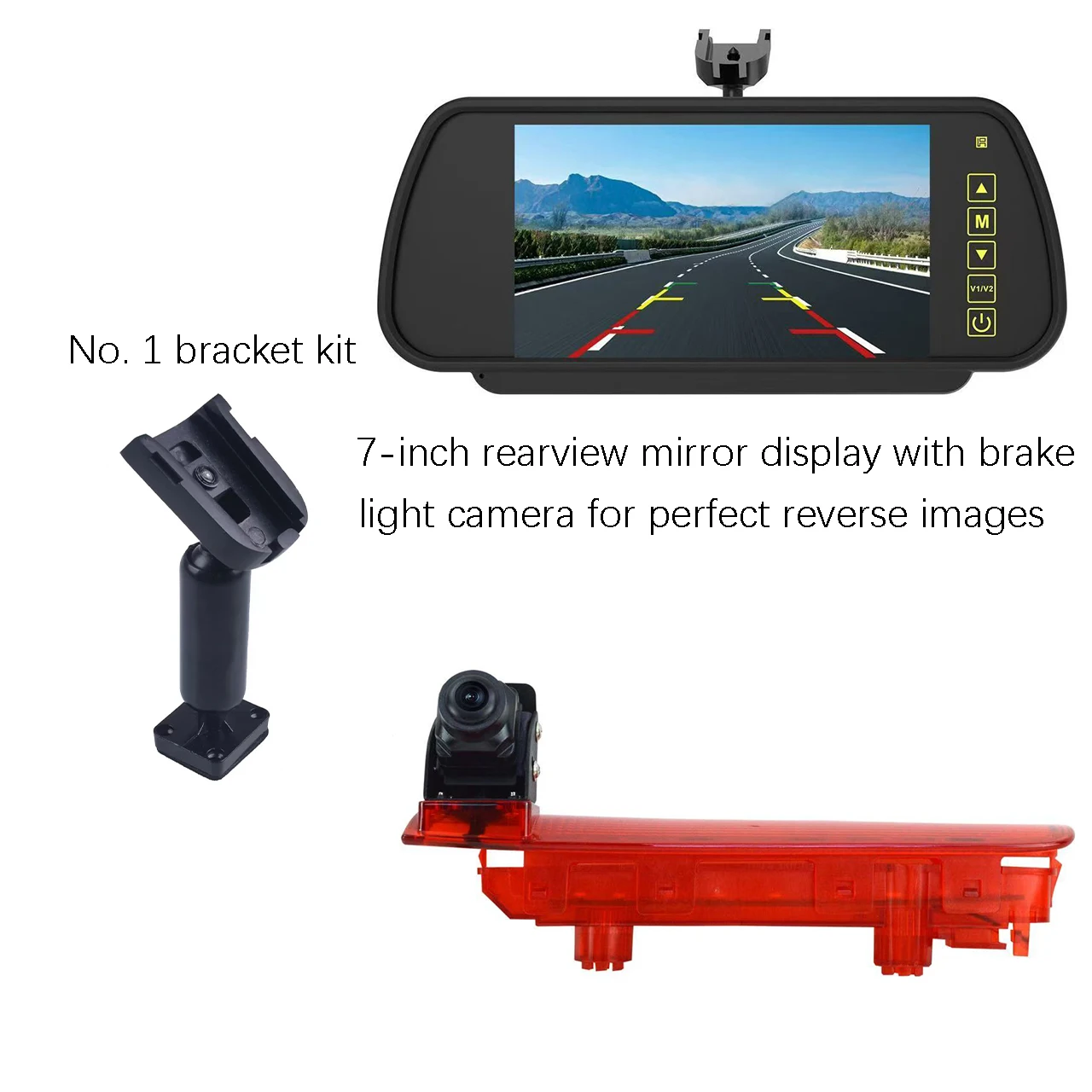 

AHD1080P Reversing 3rd Brake Light Rear View Camera With Mirror Monitor Kit for VW Transporter T5 T6 (Barn Doors Version)
