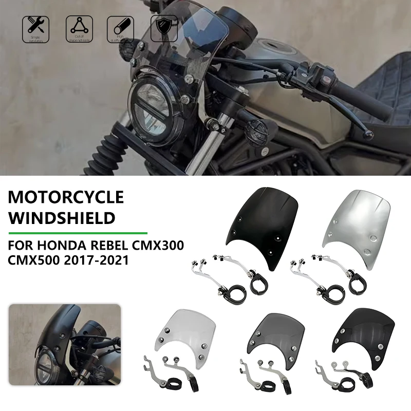 

Windscreen Windshield Wind Deflector Shield Screen Visor for Honda Rebel CMX 300/500 CMX300 CMX500 2017 2018 2019 2020 2021