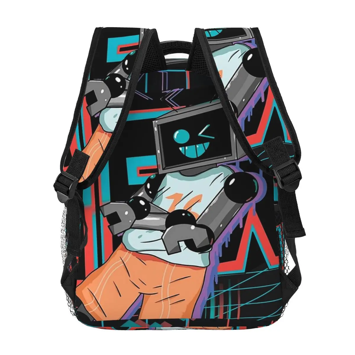 Fnf Hex Neon Artwork Backpacks Boys Girls Bookbag Students School Bags Cartoon Laptop Rucksack Shoulder Bag Large Capacity