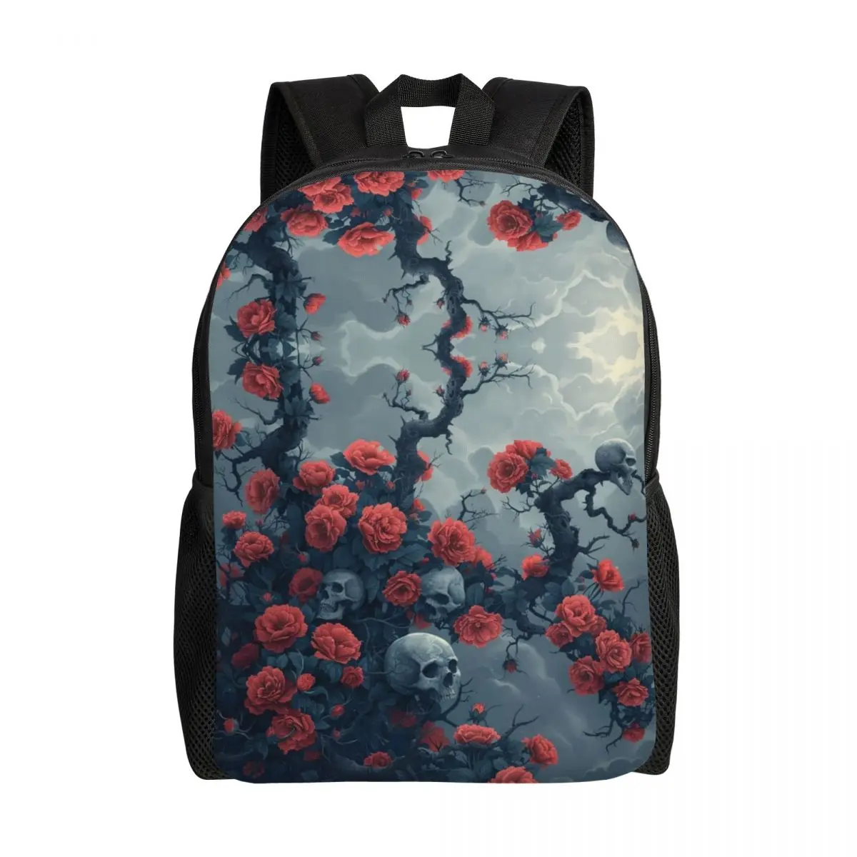 Custom Skeleton Flower Halloween Skull Backpacks for Boys Girls College School Travel Bags Men Women Bookbag Fits 15 Inch Laptop