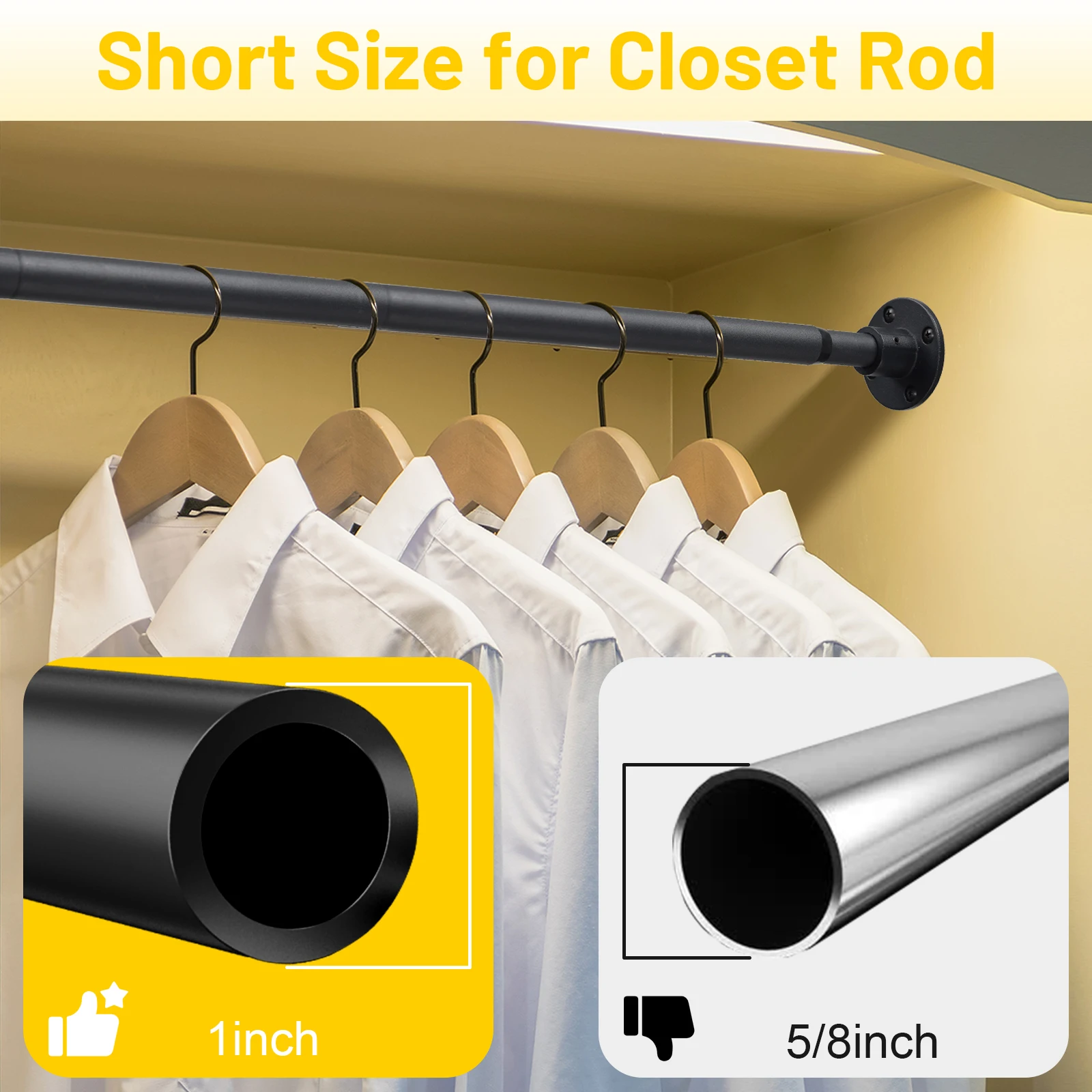 Closet Rod, Adjustable Closet Rods for Hanging Clothes,Closet Rod Extender Closet Organizer,Heavy Duty Closet Bar