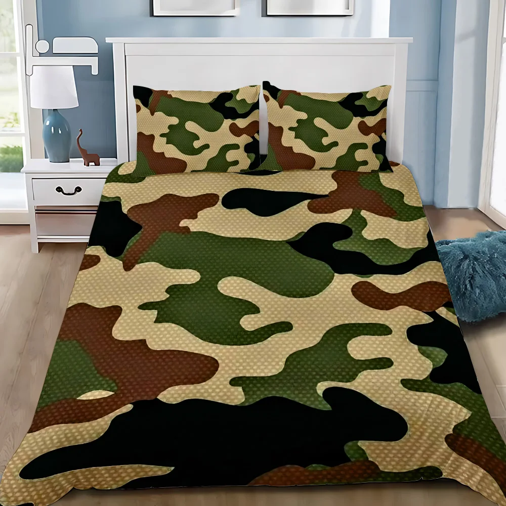 Duvet Cover Pillowcase Bedding Set Camouflage Soldier Campus Adult Boy Girl Bedroom Decoration Children Gift Single Double Large