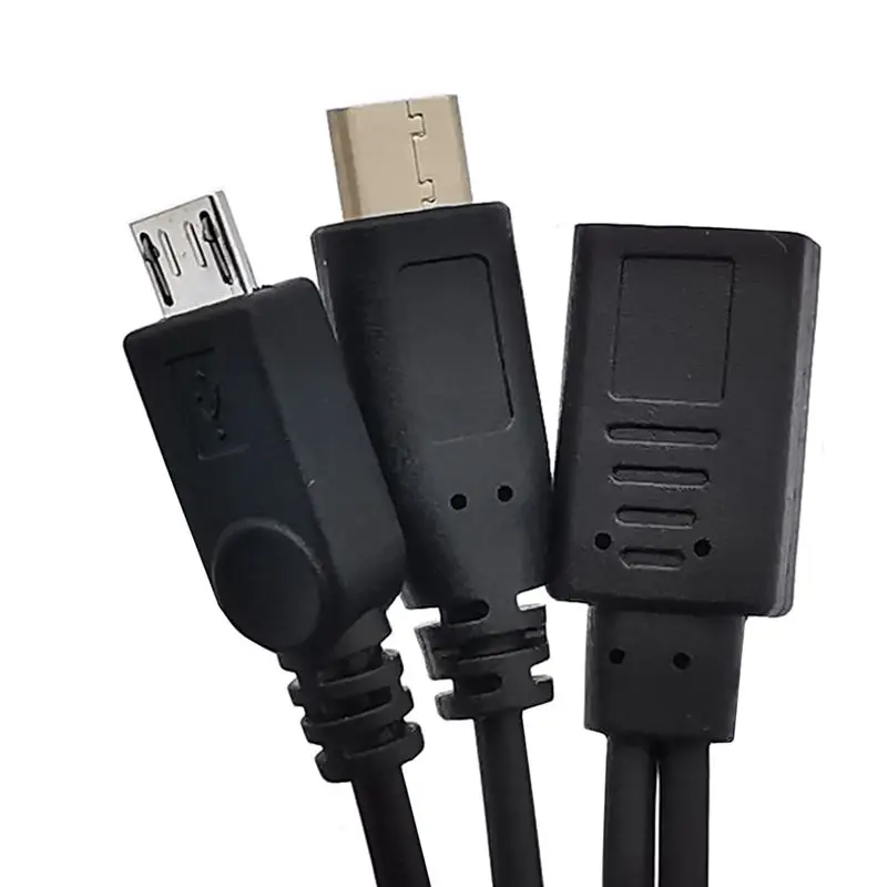 USB 1/2 Type - C Female To Type - C Male To Micro Male Phone Charging Tablet Connection Cable