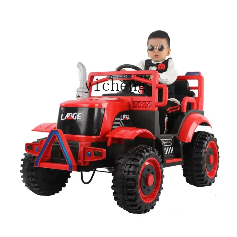 Children's Electric Tractor Can Sit Four-Wheel With Bucket Boys And Girls Remote Control Oversized Car Toy CarR25