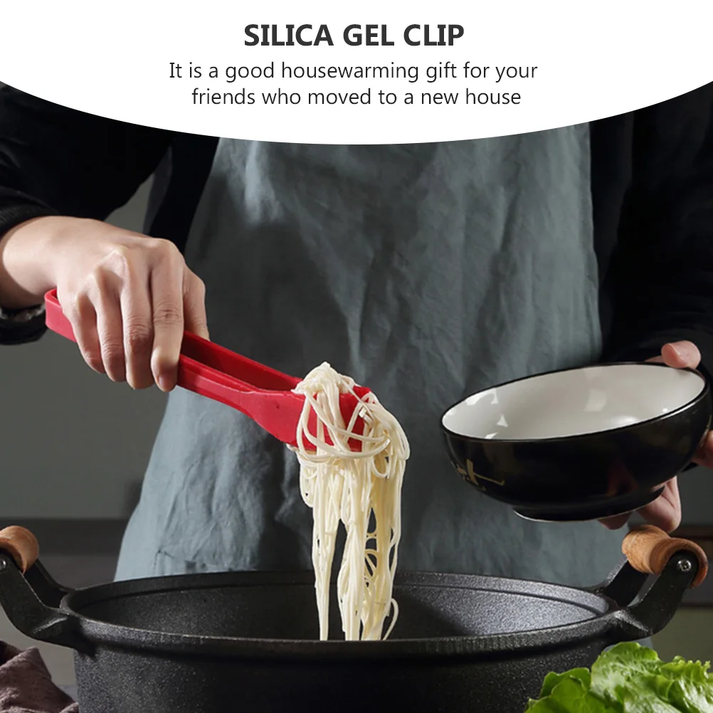 

1Pcs Kitchen Food Clip Red Stainless Steel Long Handle Food Tong Multipurpose Bbq Bread Clamp Serving Clamp Bread Clip