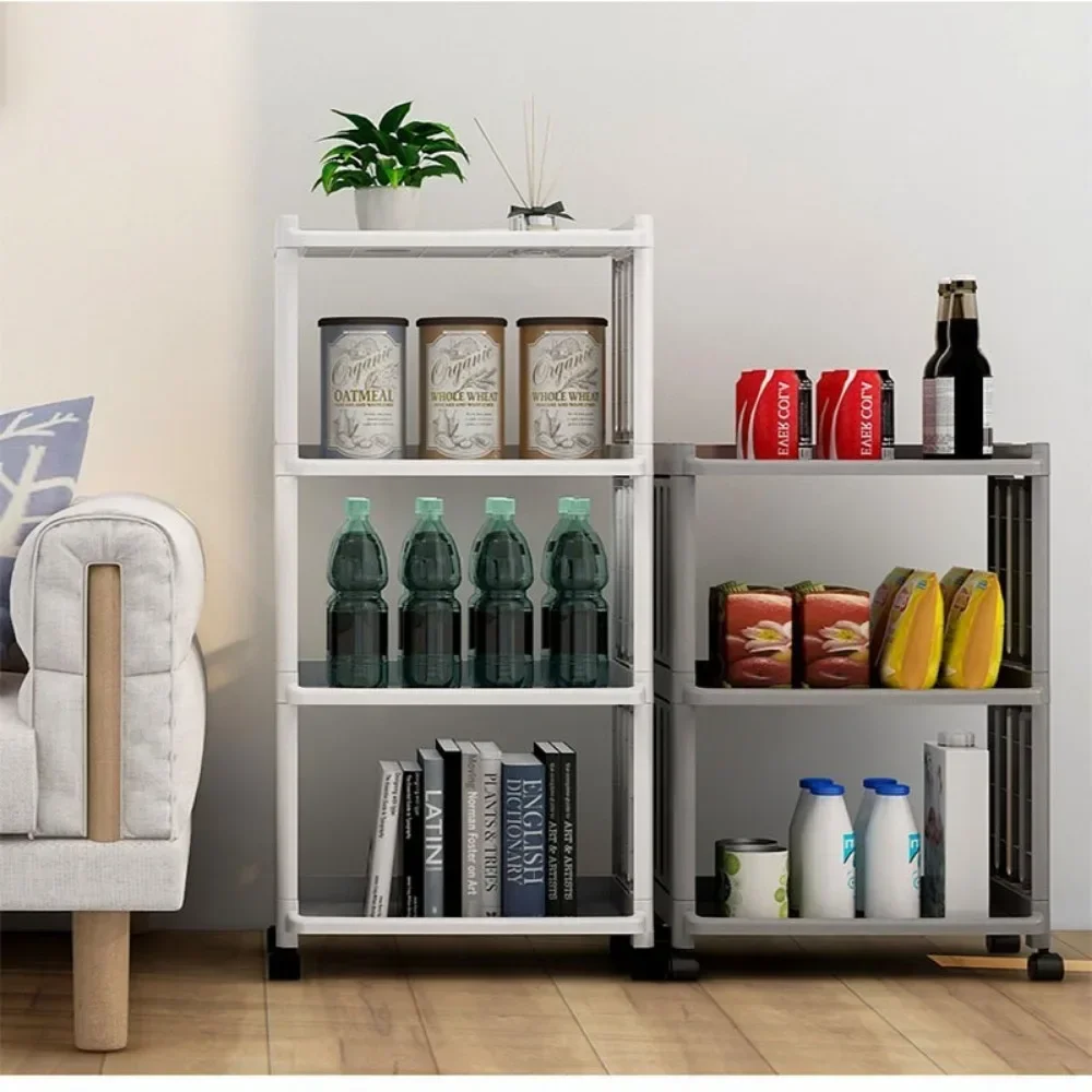 CANBOUN Mobile Gap Storage Shelf Fridge Side Seam Floor Mount Shelf Rack With Wheels Movable Bookshelf Kitchen Bathroom Storage