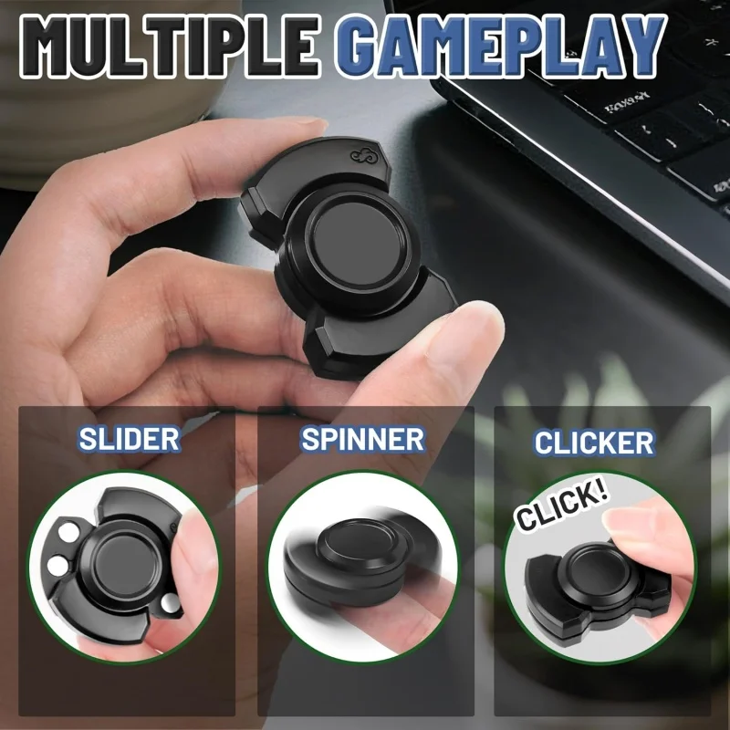 Jouet Fidget Spinner 3 en 1 pour adultes, curseur en métal Clicker Spinner magnétique, soulagement de l'anxiété, tdah, autisme, Gadget EDC, cadeaux