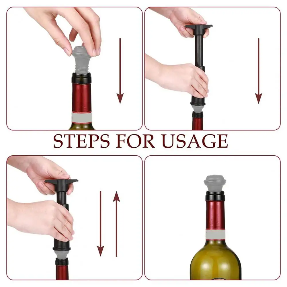 Wine Bottle Sealing Set Wine Corks Fit Almost Any Wine Bottles Saver Vacuum Pump with 6 Stoppers Easy Operation for Most