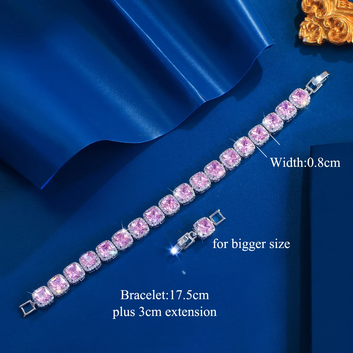 BeaQueen Geometric Shiny Yellow White Purple Pink CZ Crystal Square Tennis Bracelets for Women Chic Party Wedding Jewelry S0290