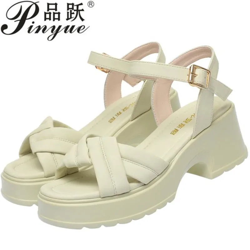 

5cm Women Pumps Fashion Open Toe Thick High Heels Sandals Summer Shoes Woman Solid Gladiator Sandals Thick Sole shoes 35-40