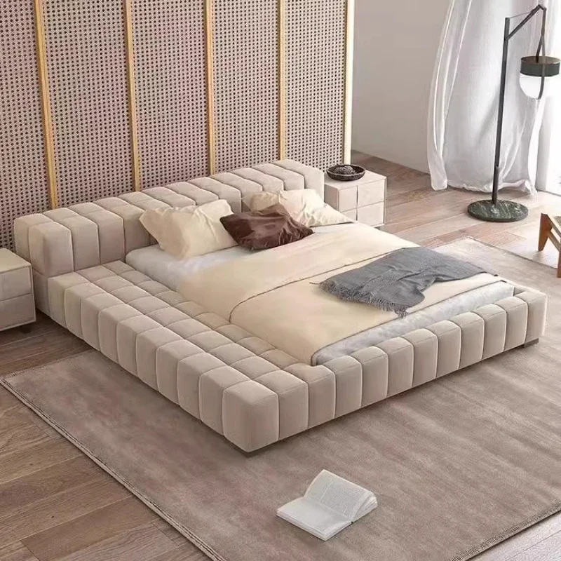 

Reading Confortable Bed Tatami Minimalist Apartment Designer Luxury Bed Modern Simple Wedding Wood Muebles Bedroom Furniture